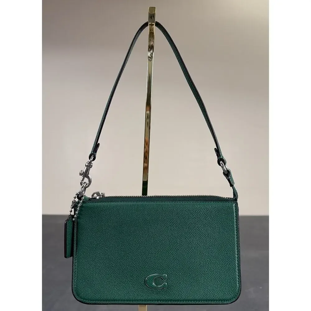 COACH Pouch Bag With Signature Canvas Detail Green Logo Mini Shoulder Bag Chrty